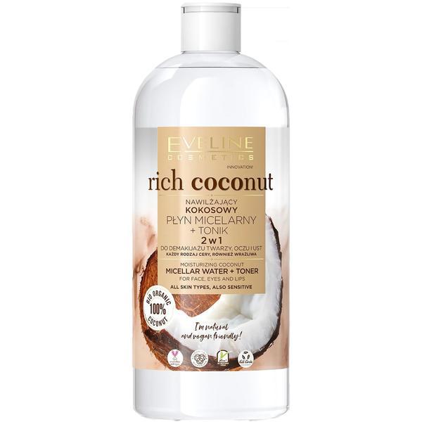 Apa micelara, Eveline Cosmetics, Rich Coconut, 2in 1, 500 ml