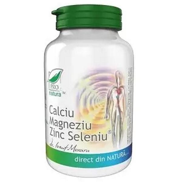 Calciu, Magneziu, Zinc Pro Natura Medica, 60 capsule