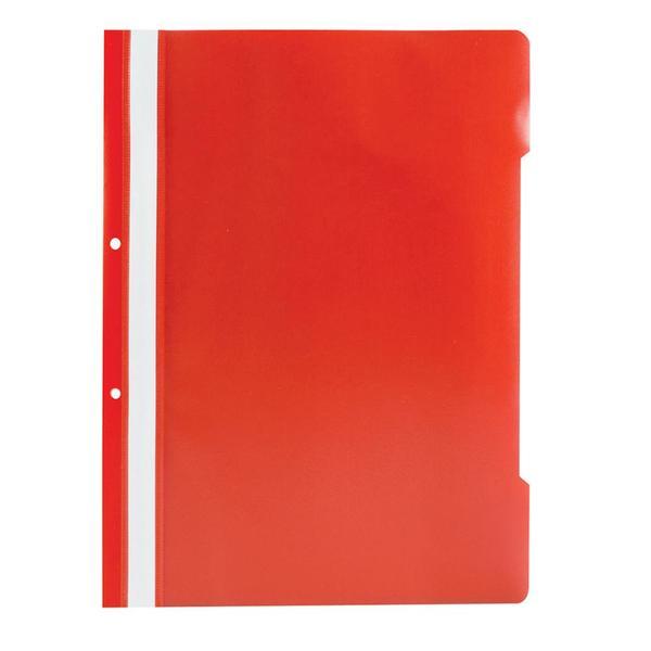 Dosar plastic cu sina si 2 perforatii, rosu, 25 bucati/set