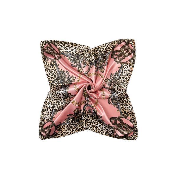Esarfa dama, tip sal, mare, fond roz cu diverse forme, 90x90 cm