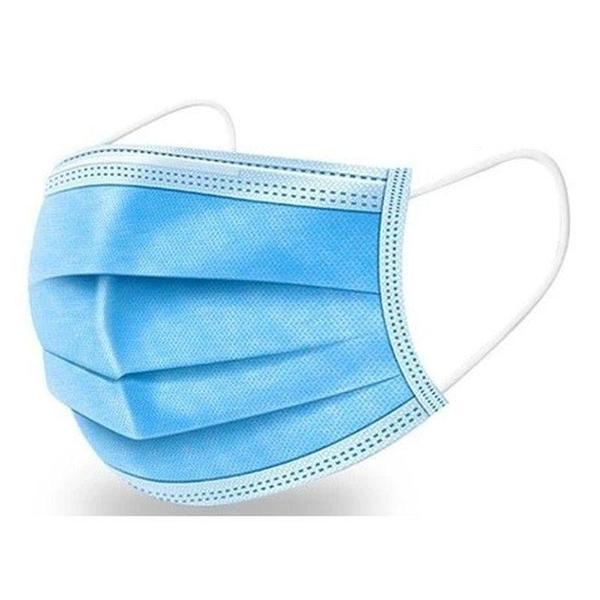 Masca protectie, face mask, cutie cu 50 buc. - masti de protectie 3 straturi, 3 pliuri, culoare: albastru