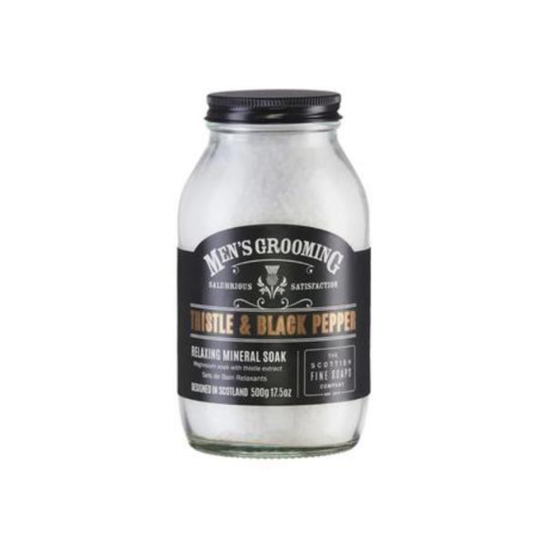 Sare de baie relaxanta Scottish Fine Soaps, Thistle & Black Pepper Mineral Muscle Soak, 500g 500g imagine 2022