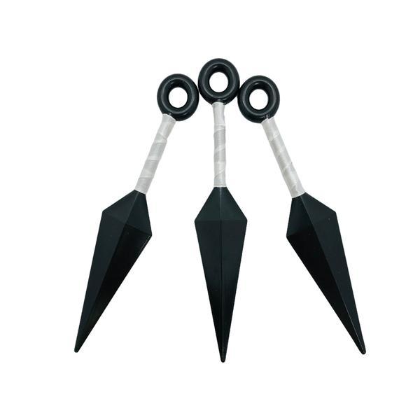 Set 3 cutite din plastic kunai naruto, negru-alb, 13 cm