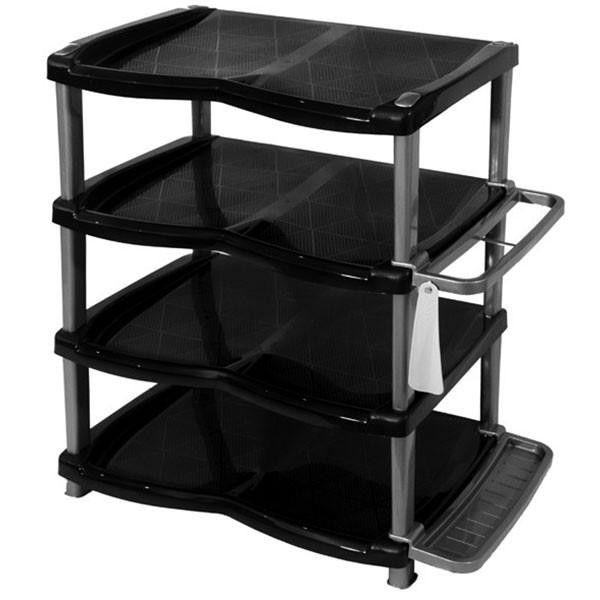 Raft / suport pentru pantofi cu 4 etaje, negru/gri