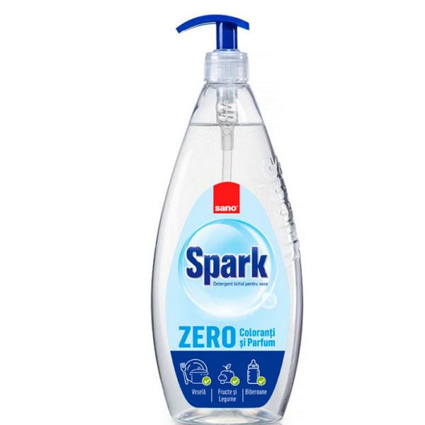 Detergent Lichid pentru Vase Zero Coloranti si Parfum - Sano Spark Zero, 1000 ml