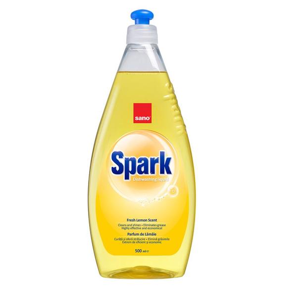 Detergent Lichid pentru Vase cu Aroma de Lamaie - Sano Spark Dishwashing Liquid Lemon, 500 ml