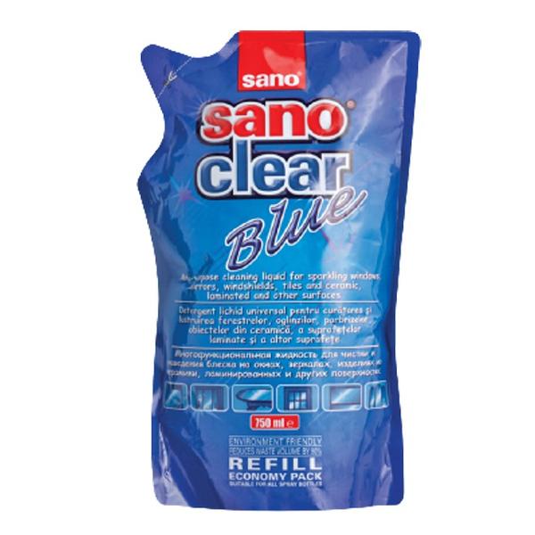 Rezerva Detergent pentru Geamuri Albastru – Sano Clear Blue Refill, 750 ml