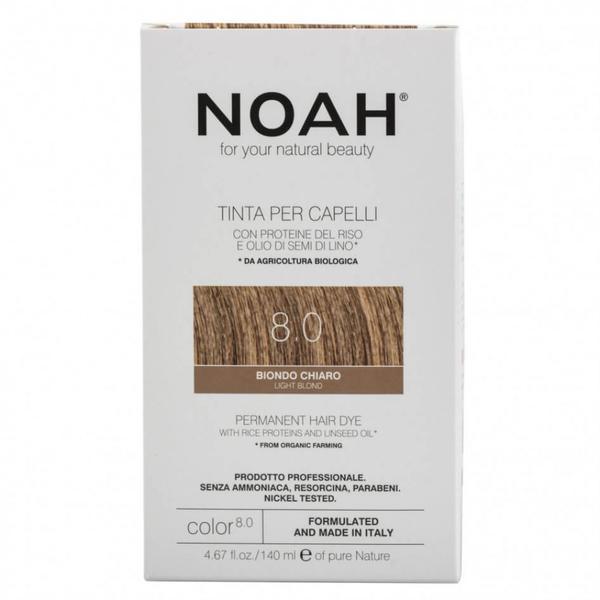 Vopsea de par naturala fara amoniac, 8.0 blond deschis noah,140 ml