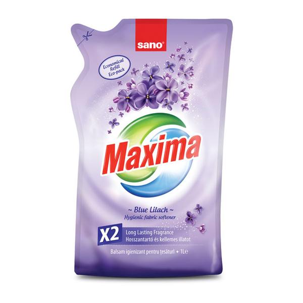 Rezerva Balsam de Rufe cu Liliac – Sano Maxima Blue Lilach Hygienic Fabric Softener Refill, 1000 ml
