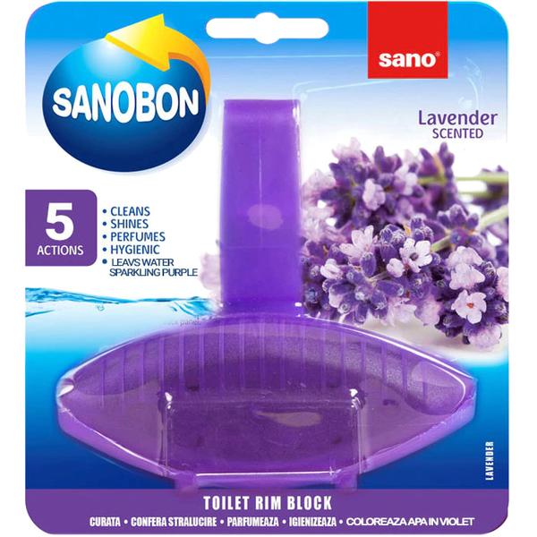 Odorizant Toaleta cu Aroma de Lavanda - SanoBon Toilet Rim Block Lavender, 55 g