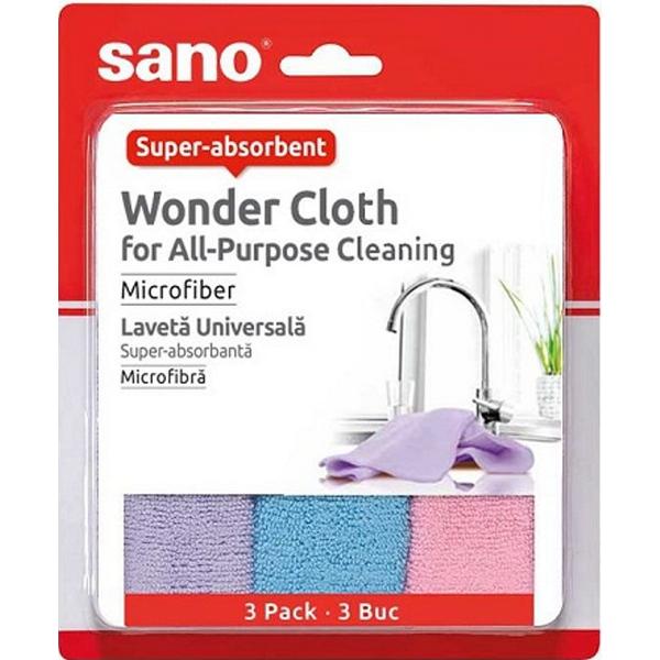 Lavete Universale Microfibra – Sano Wonder Cloth for All-Purpose Cleaning Microfiber, 3 buc