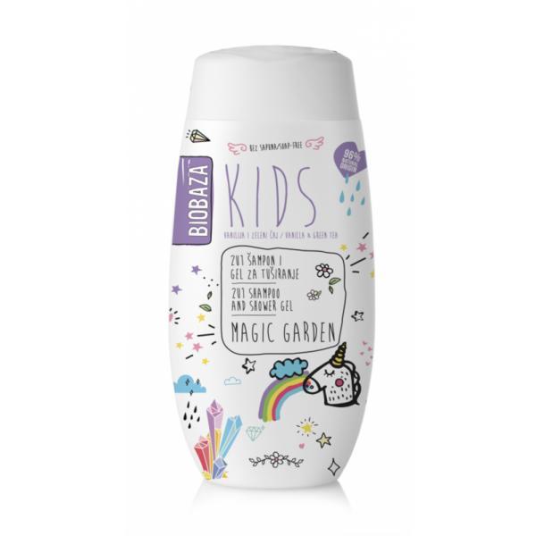 Sampon   gel de dus natural pentru copii magic garden biobaza, 250 ml