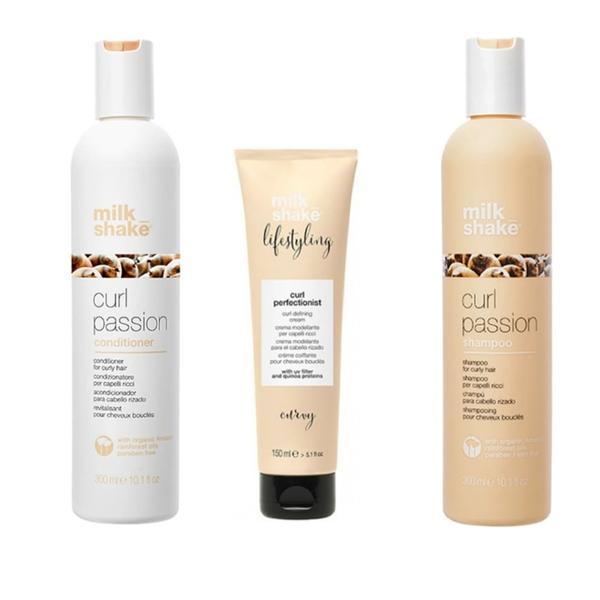 Pachet pentru par cret milk shake curl – Sampon 300ml, Balsam 300ml, Crema 150 ml
