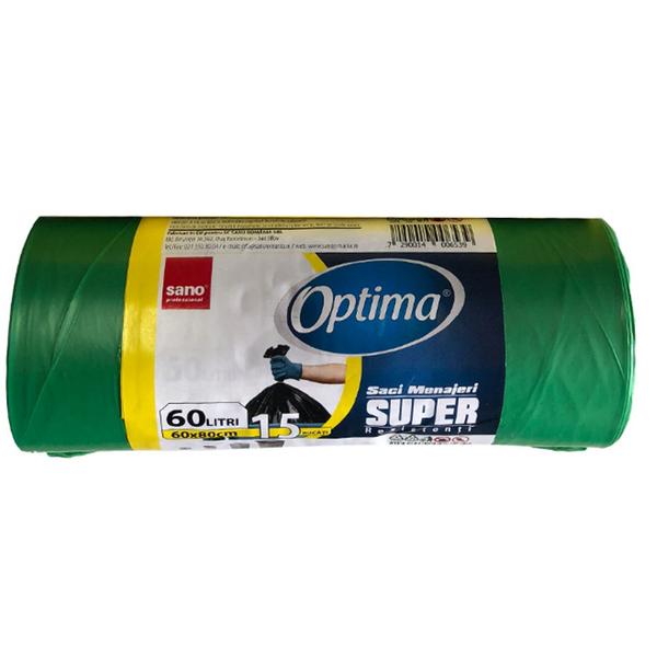 Saci Menajeri Verzi - Sano Optima Super, 60 l, 15 buc