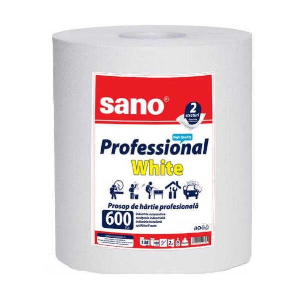 Prosop din Hartie Profesionala Alb - Sano Professional White Paper, 600 foi, 1 buc