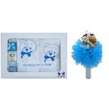 Set trusou si lumanare botez Dany Kids, ursulet brodat bleu