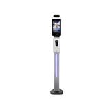 Termoscaner cu camera termoviziune, dotat cu stand de prezentare si fixare, echipat cu dispenser gel pentru igienizare miini si functie cod QR, automat non contact