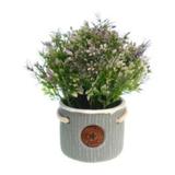 Floricele artificiale decorative in ghiveci ceramic Sweet home, 20 cm, Verde/Mov
