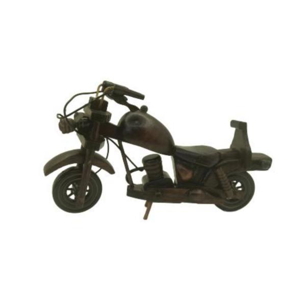 Motocicleta decorativa din lemn, 18 cm, maro inchis