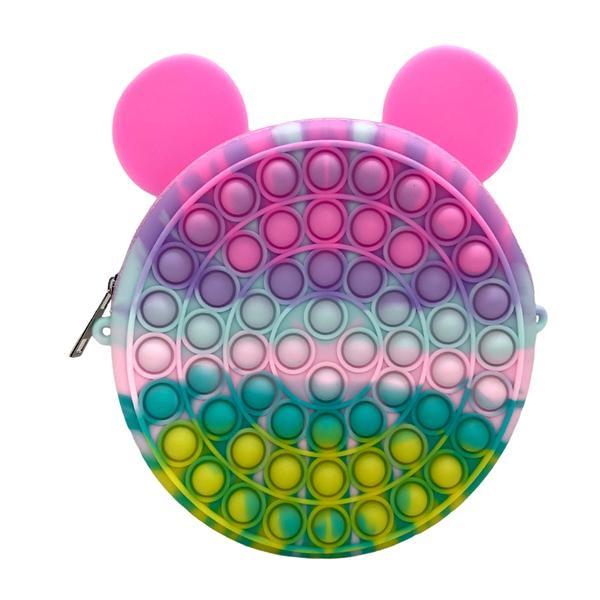 Jucarie antistres din silicon pop it, gentuta, ursulet, multicolor, 18x18 cm