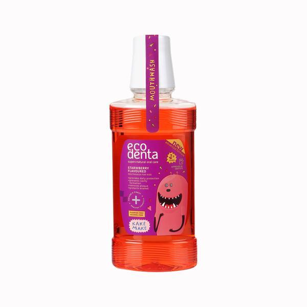 Apa de gura cu aroma de capsuni pentru copii 3+ ecodenta, 250 ml