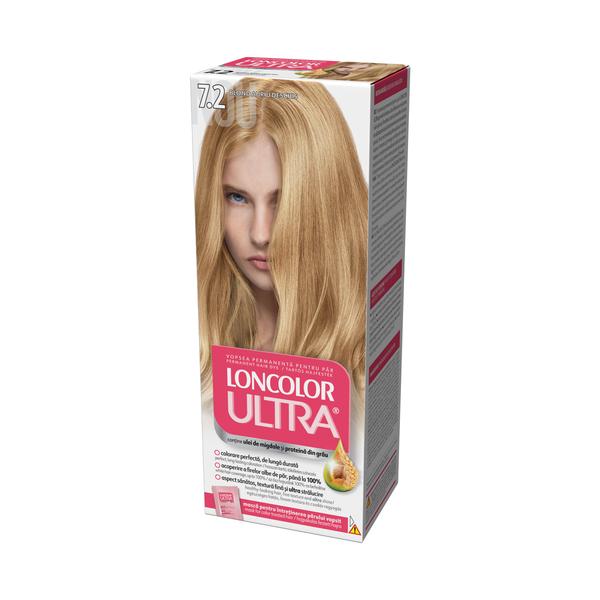 Vopsea Permanenta pentru Par Loncolor Ultra, nuanta 7.2 blond auriu deschis