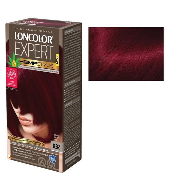 Vopsea permanenta pentru par loncolor expert hempstyle, nuanta 6.62 rosu inchis violet