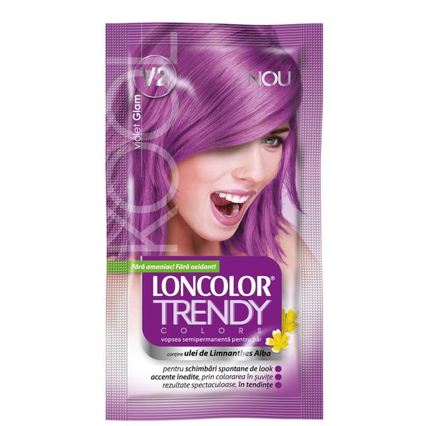 Vopsea Semipermanenta Loncolor Trendy Colors, nuanta V2 violet glam, 2x 25 ml Amoniac poza noua reduceri 2022