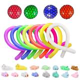 Set 30 Jucarii Senzoariale Antistres, Fidget Toys, Monkey Noodles, Marble Mesh, Squishy Mushy, Sticky Ball, Multicolor