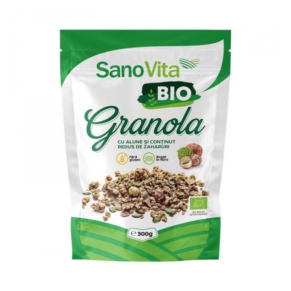 Granola cu alune de padure si continut redus de zaharuri bio sano vita, 300 g