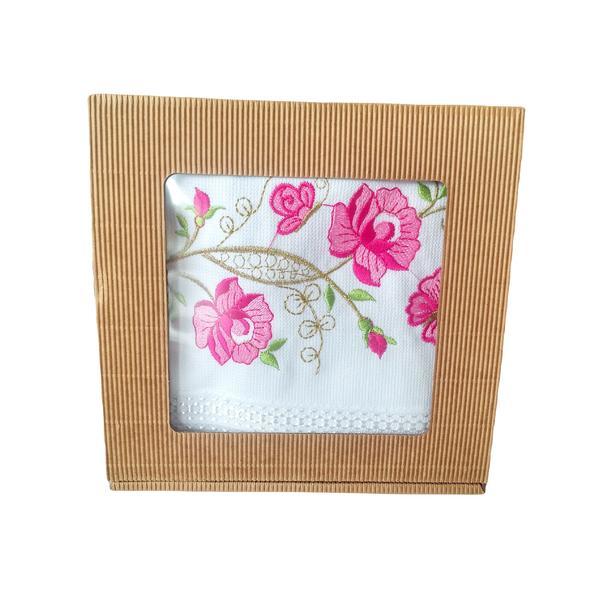 Prosop pentru maini, brodat, cu etamina jacquard, bumbac, 50 x 90 cm - model 014