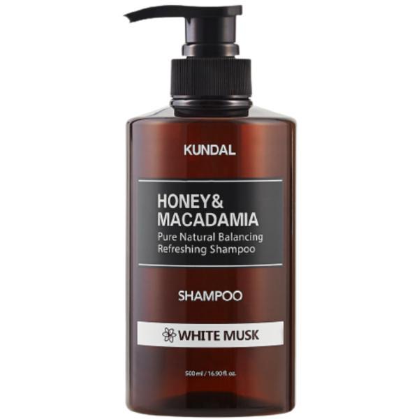 Sampon hipoalergenic natural si extra-hidratant, cu miere si macadamia, White Musk, Kundal, 500 ml