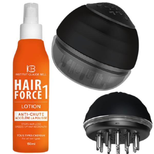 Pachet promo perie pentru masaj scalp si lotiune hair force one 150ml anticadere, crestere par, institut claude bell