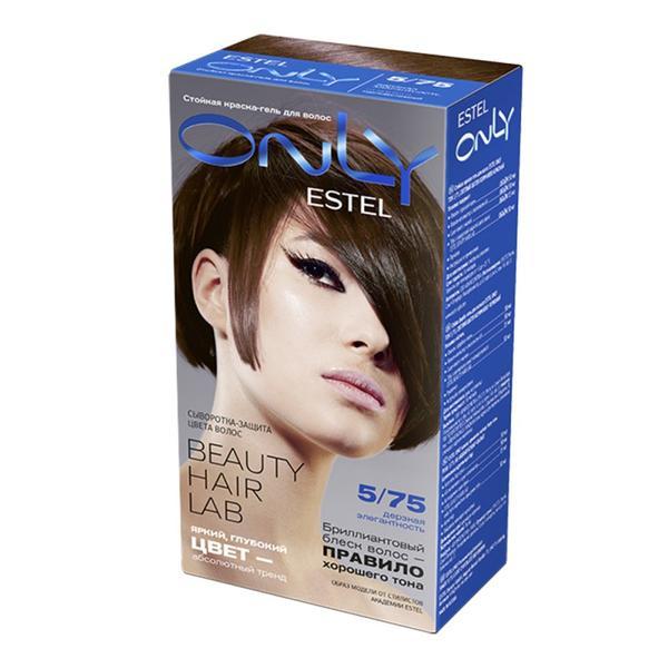 Vopsea-gel permanenta pentru par estel only, 5/75 saten deschis maroniu-rosu, 115ml