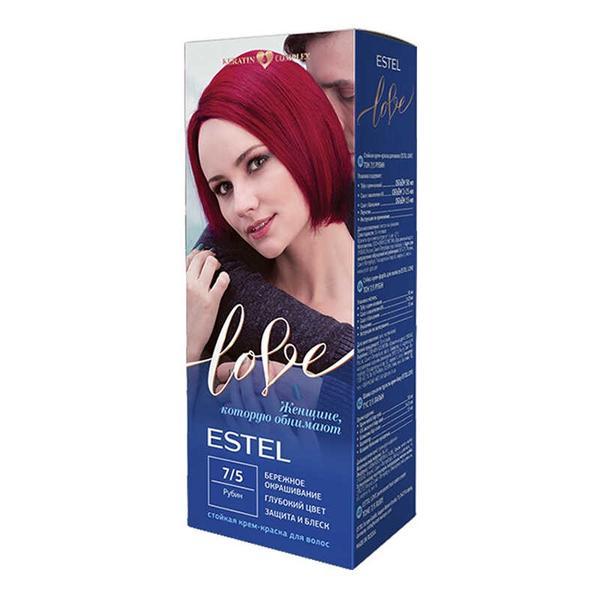 Vopsea-crema permanenta pentru par estel love, 7/5 rubin, 115ml