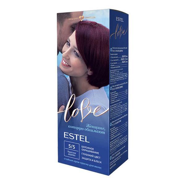 Vopsea-crema permanenta pentru par estel love, 5/5 lemn rosu, 115ml