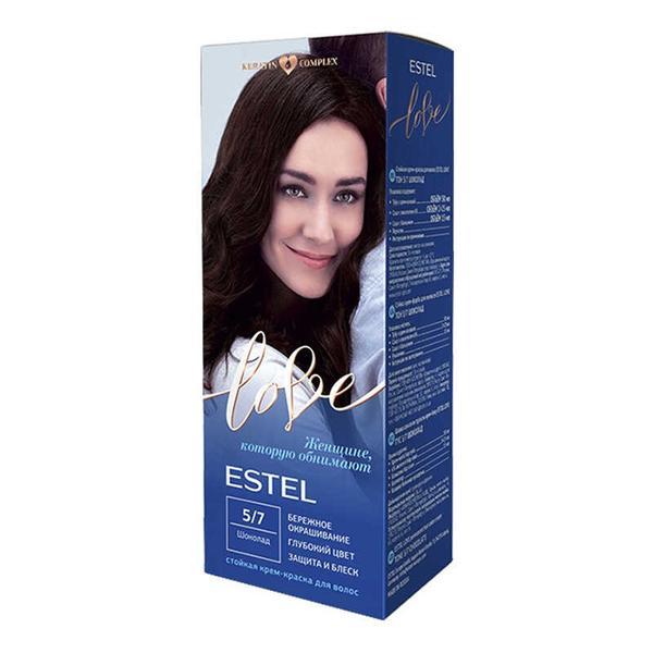 Vopsea-crema permanenta pentru par estel love, 5/7 ciocolata, 115ml