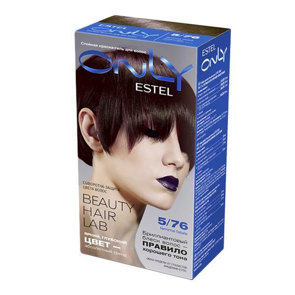 Vopsea-gel permanenta pentru par Estel Only, 5/76 Saten deschis maroniu-violet, 115ml