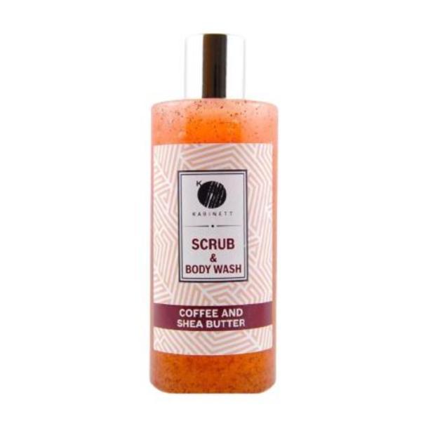 Gel de dus scrub cu cafea si unt de shea kabinett, 300ml
