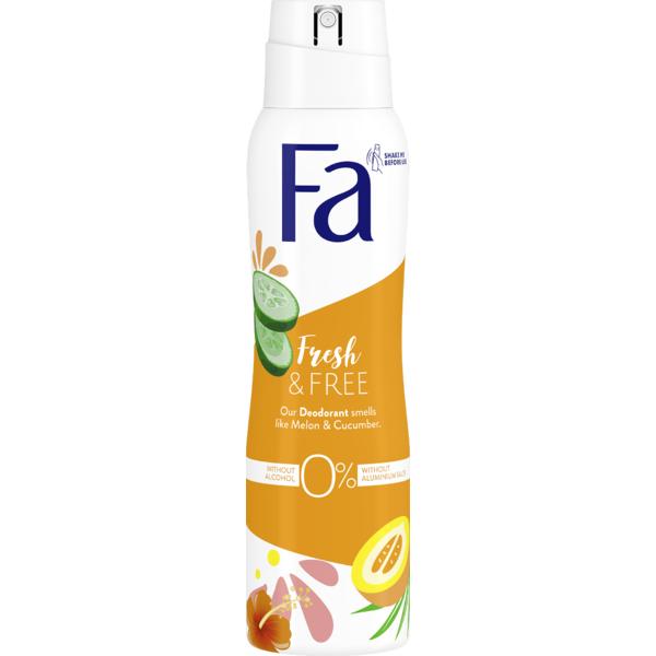 Deodorant Spray Fresh & Free, Melon & Cucumber, 0% Alcohol & Aluminium Salts Fa, 150 ml esteto.ro Deodorante femei