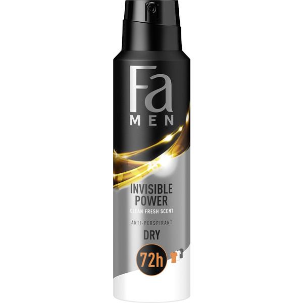 Deodorant Spray Antiperspirant Dry pentru Barbati Invisible Power 72h Fa Men, 150 ml #150 poza noua reduceri 2022