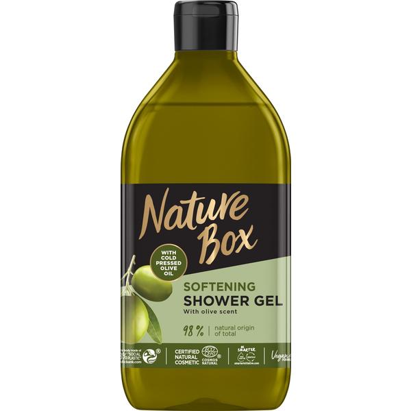 Gel de Dus Hidratant cu Ulei de Masline Presat la Rece - Nature Box Softening Shower Gel with Cold Pressed Olive Oil, 385 ml