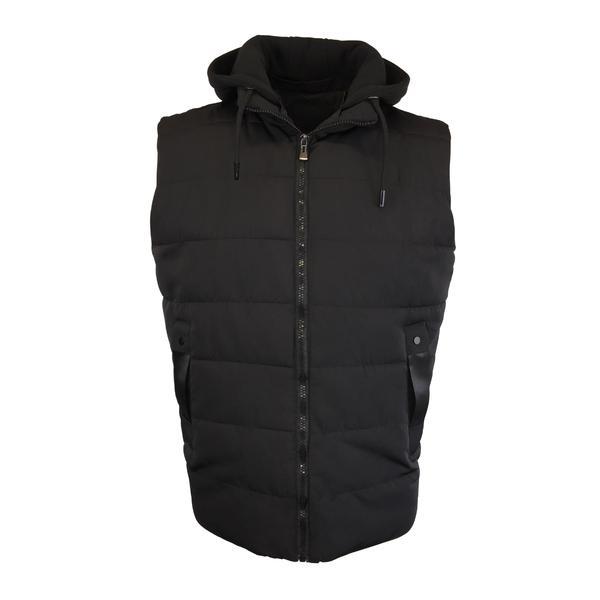 Vesta matlasata barbati, univers fashion, culoare neagra, gluga detasabila, xl