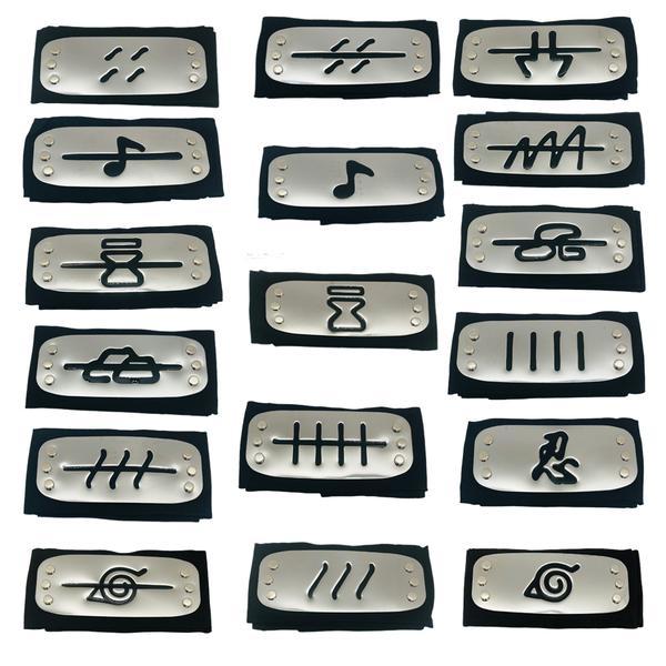 Kit colectie bandane cap, naruto, 17 simboluri metalice, negru/argintiu, shop like a pro®