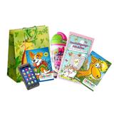 Cadou pentru copii, carte cu exerciții în limba germană, pahar Disney Minnie Mouse și ciocolată Smartphone