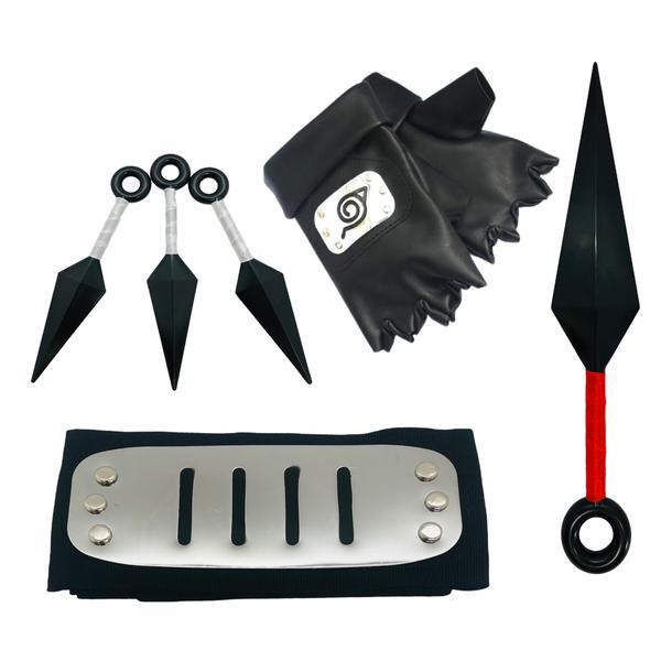 Kit bandana simbol amegakure, manusi si cutite shinobi din plastic, naruto, shop like a pro