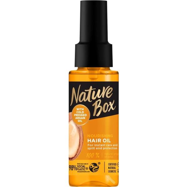 Ulei de Par Nutritiv cu Ulei de Argan Presat la Rece – Nature Box Nourishing Hair Oil with Cold Pressed Argan Oil, 70 ml esteto.ro