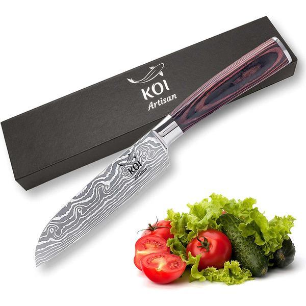 Cutit Santoku Chef&rsquo;s Knifes Koi Artisan din otel japonez pentru carne, peste, legume, cutie cadou