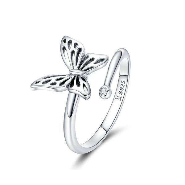 Inel reglabil din argint 925 silver butterfly