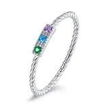 Inel fix din argint 925 Colorful Stone Silver Rope